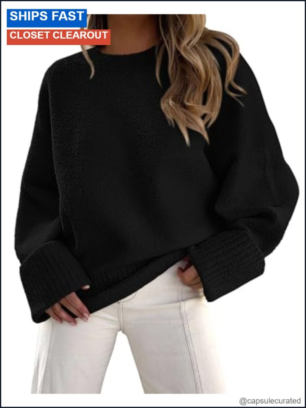 Women's Oversized Fuzzy Crewneck Pullover Sweater